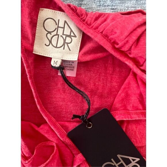 NWT! Chaser Pinkish Red Strappy Cross Back Linen Blend Tank Medium - Picture 6 of 7